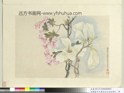 清恽寿平王翚花卉山水合册辛夷.jpg