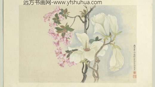 清恽寿平王翚花卉山水合册辛夷.jpg