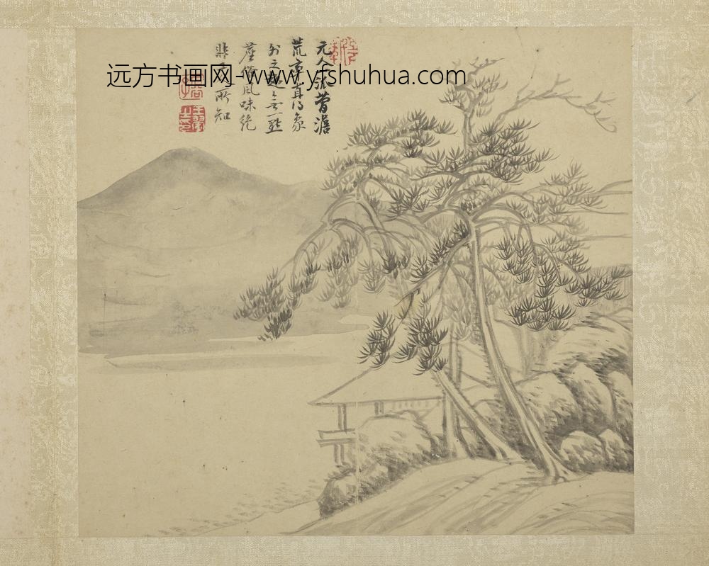 清恽寿平画山水册松阁远山