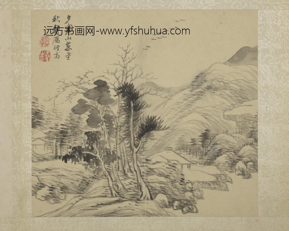 清恽寿平画山水册秋山飞雁