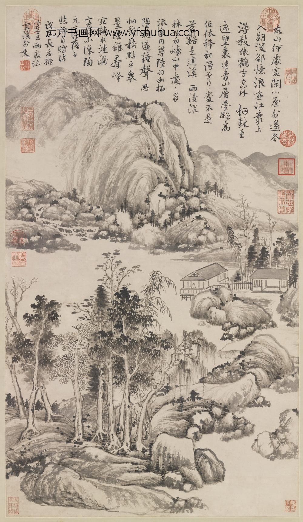 清恽寿平画山水轴