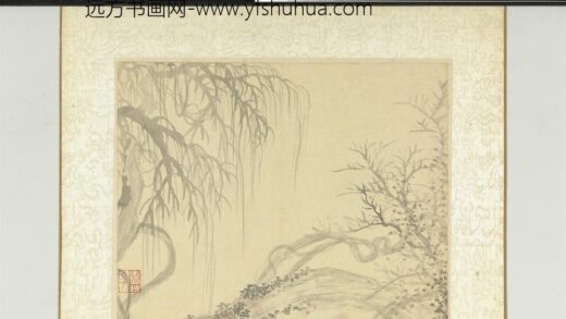 清恽寿平画湖山小景册藤萝杨柳.jpg