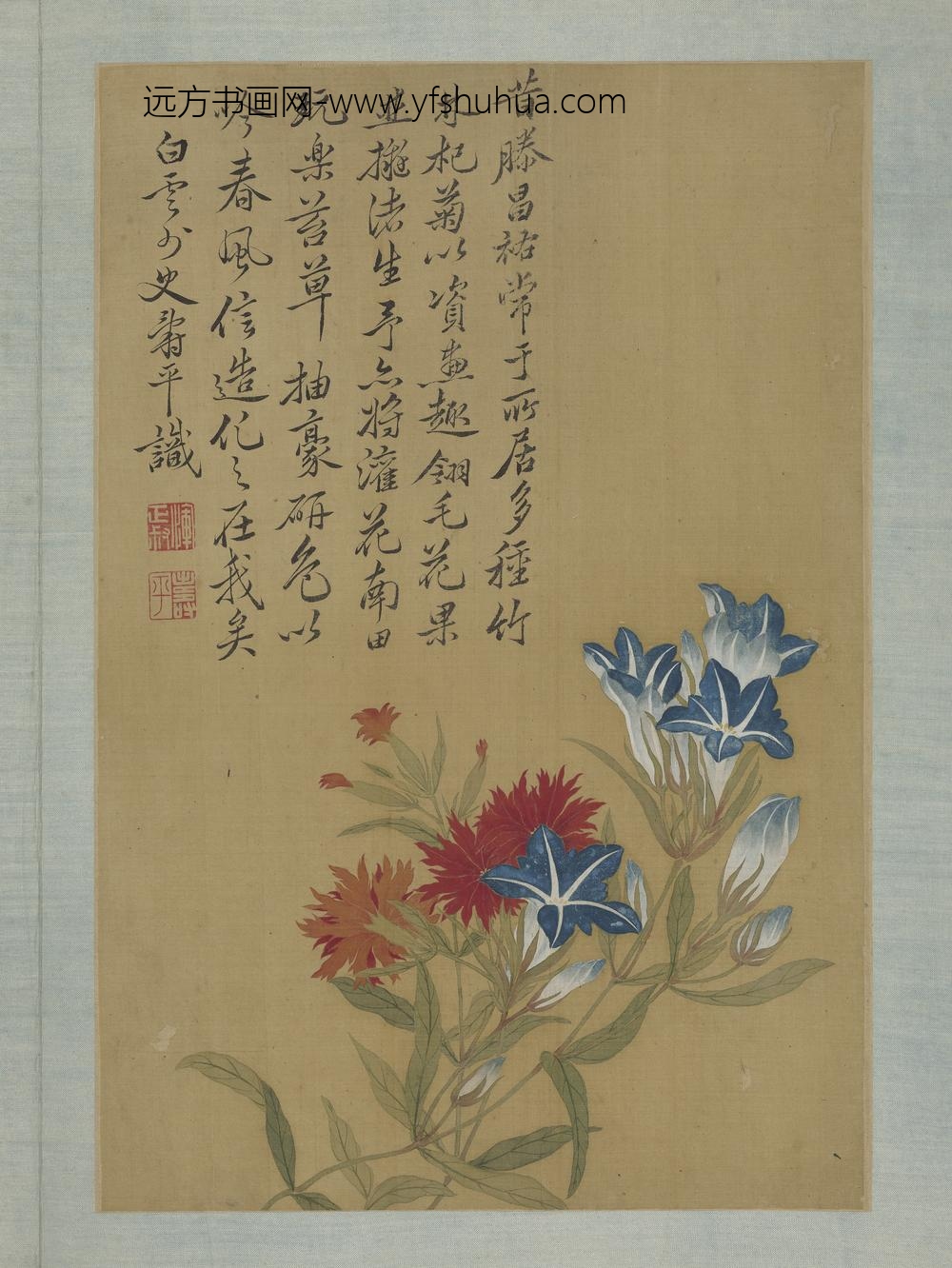 清恽寿平画花卉册石竹牵牛花