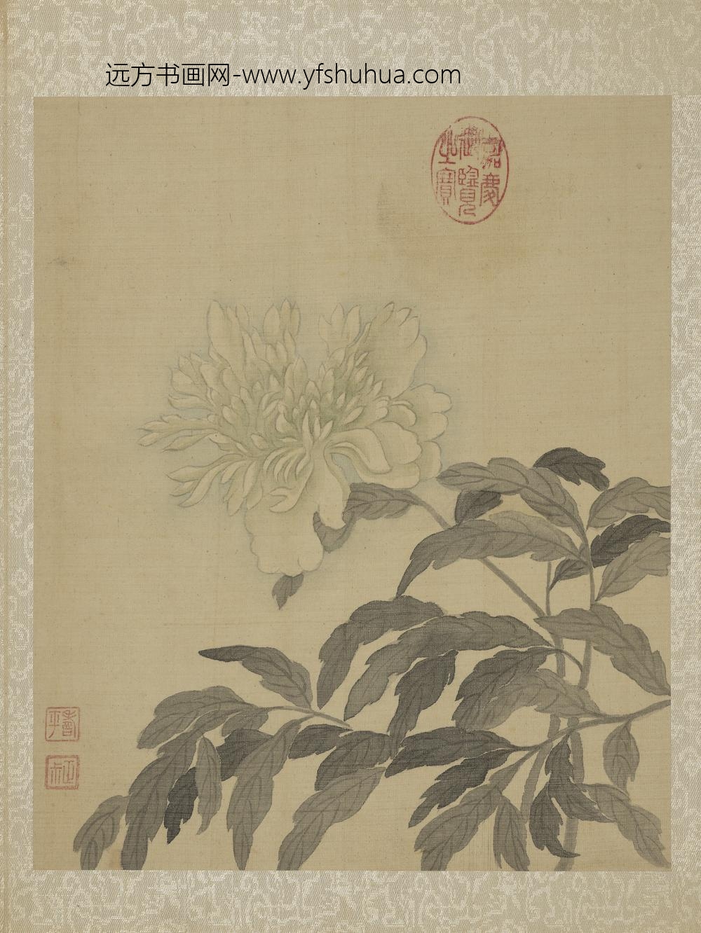 清恽寿平鱼藻图册牡丹