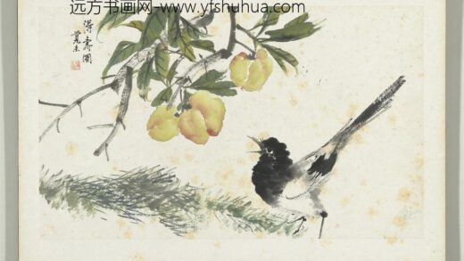 清朱偁花鸟册桃子山雀.jpg