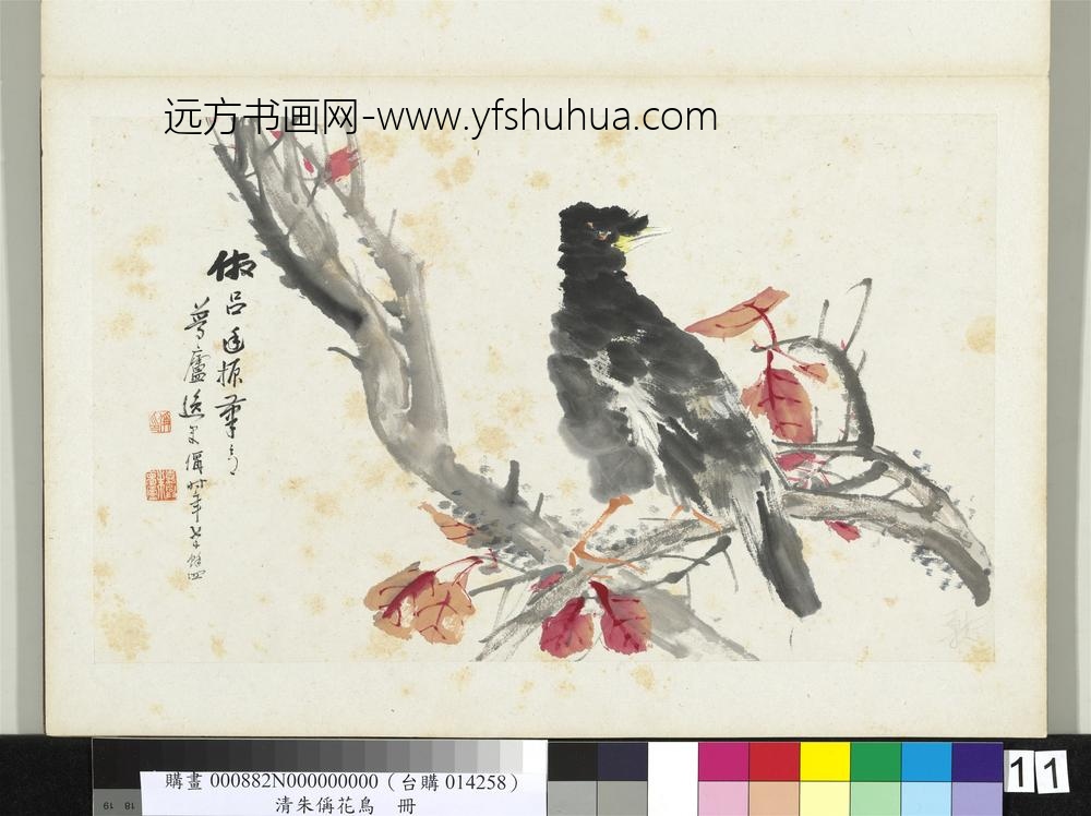 清朱偁花鸟册红叶寒鸦