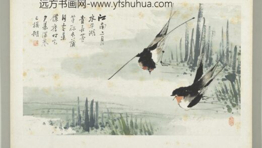 清朱偁花鸟册蒲草燕子.jpg
