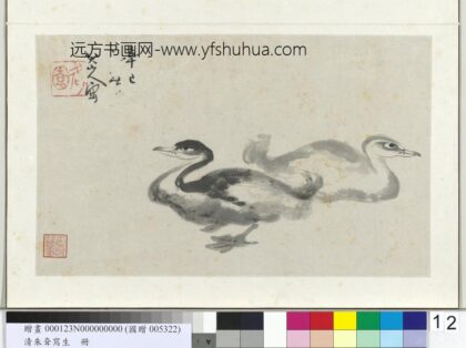 清朱耷写生册双凫.jpg