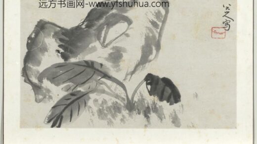 清朱耷写生册拳石玉簪.jpg