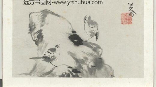 清朱耷写生册雀石.jpg