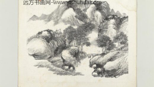 清杨伯润山水册手携方竹杖.jpg