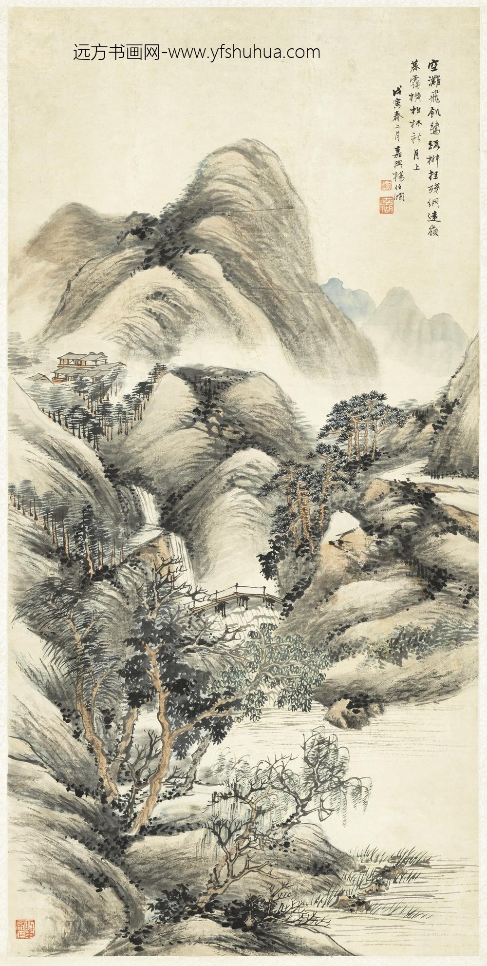 清杨伯润山水轴清杨伯润山水轴