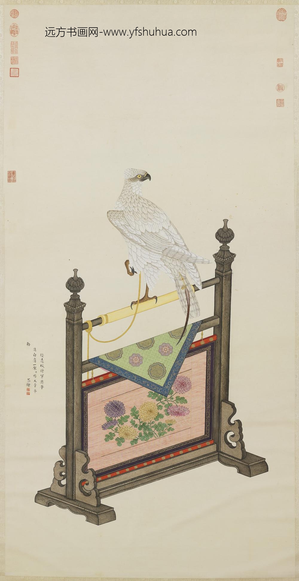 清杨大章画白鹰轴