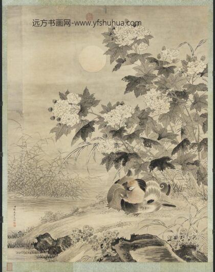 清杨大章画秋渚眠禽轴.jpg