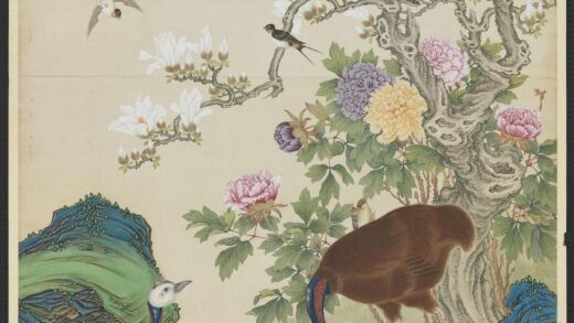 清杨大章画额摩鸟轴.jpg