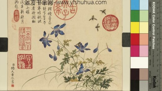 清杨大章花鸟册蓝雀花蜜蜂.jpg