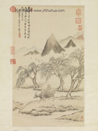 清杨晋画柳塘春牧轴.jpg