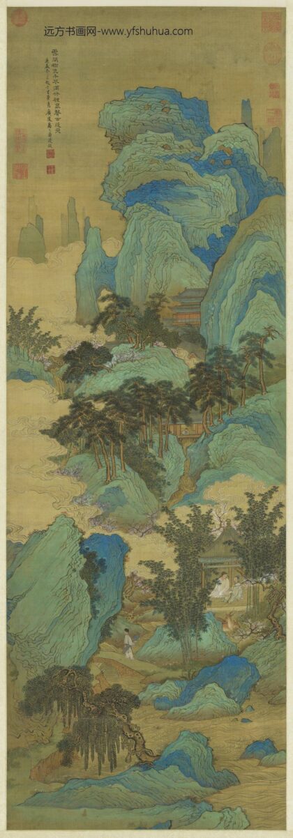 清禹之鼎拟赵千里山水轴.jpg
