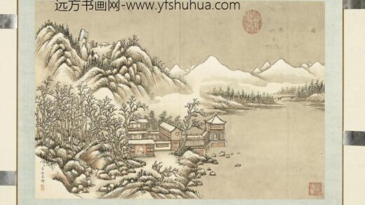 清袁瑛山水册（一）雪阁留客.jpg