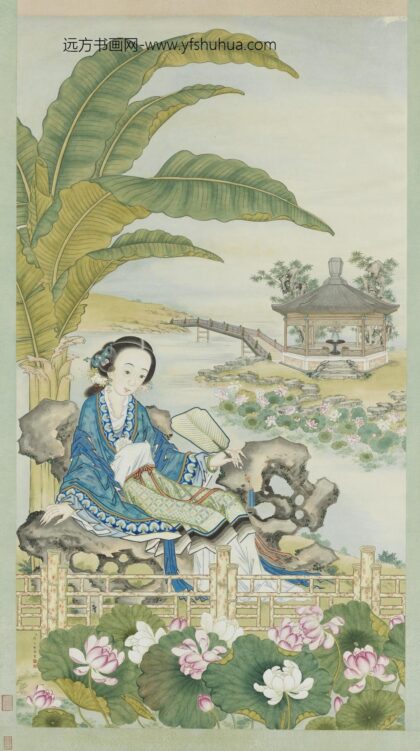清许良标芭蕉美人图轴.jpg