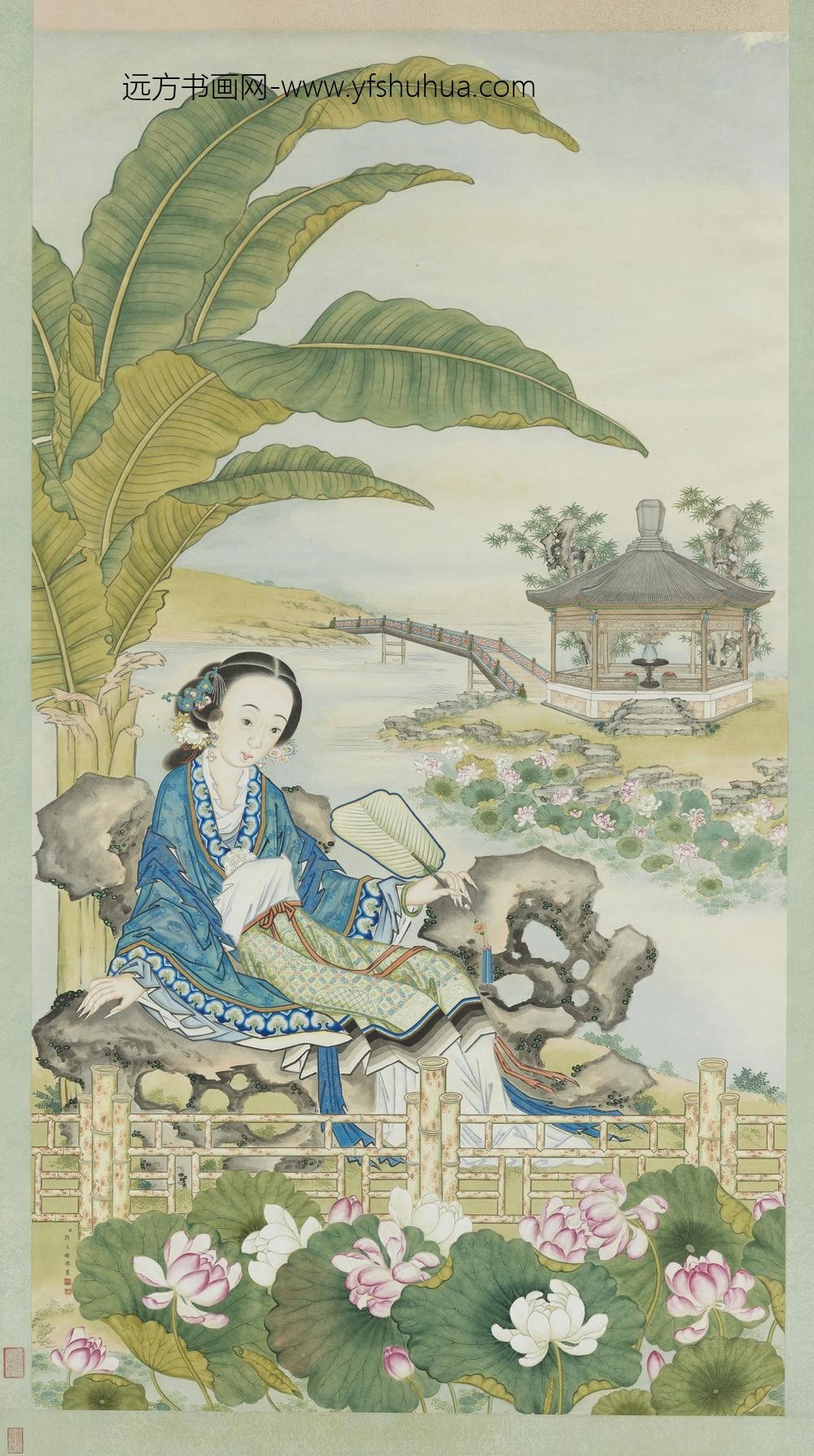清许良标芭蕉美人图轴
