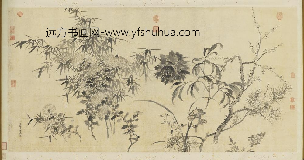 清邹一桂写生花卉轴