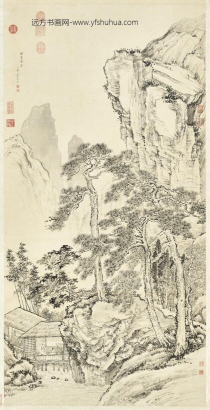 清邹一桂松岩石室图轴.jpg