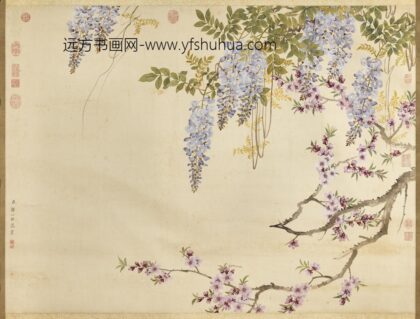 清邹一桂桃花紫藤轴.jpg