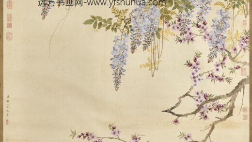 清邹一桂桃花紫藤轴.jpg