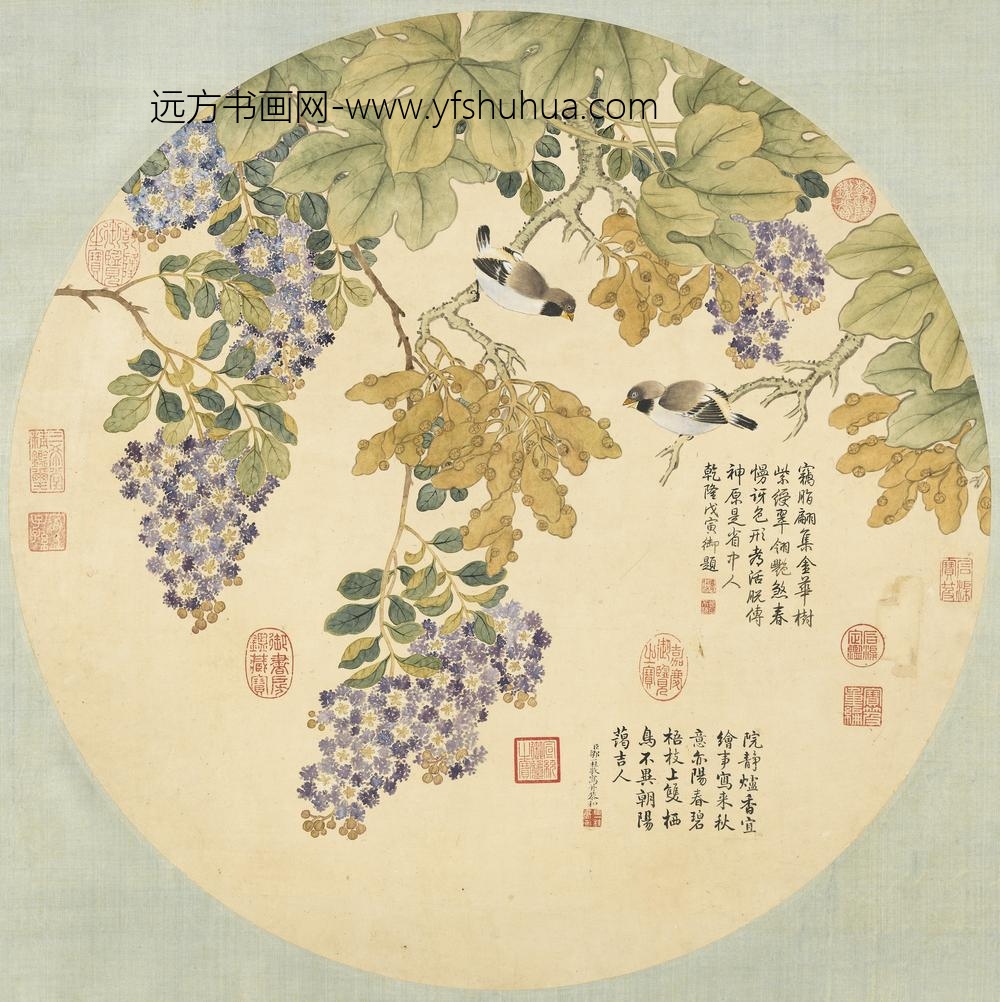 清邹一桂梧桐紫薇轴