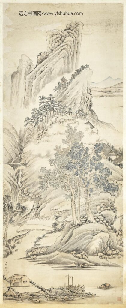 清邹一桂溪山晚泊轴.jpg
