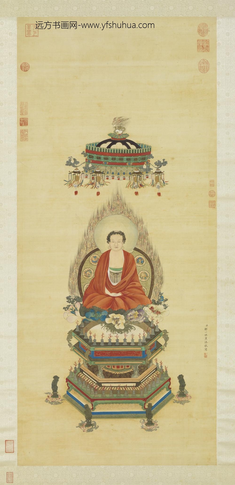 清邹一桂画佛像轴