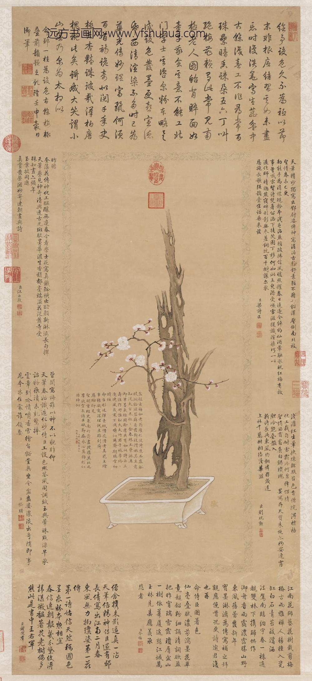 清邹一桂画古干梅花轴