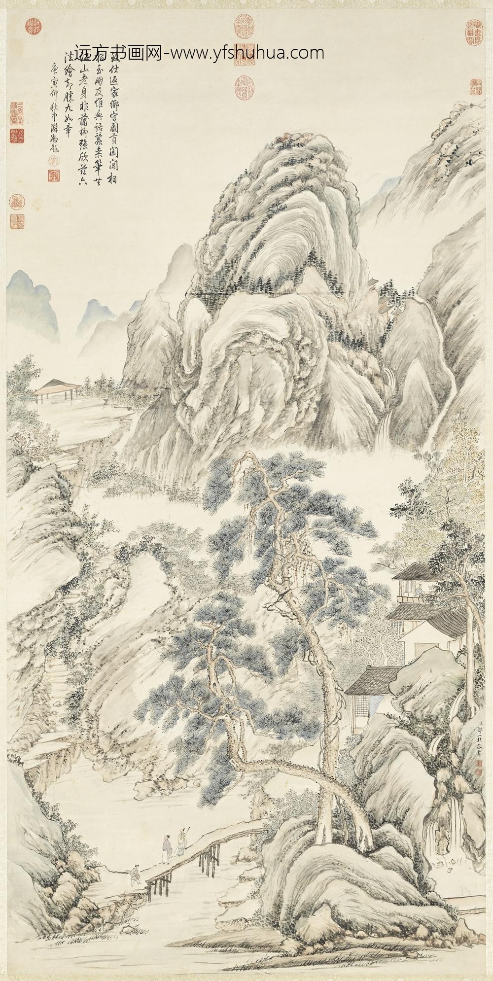 清邹一桂画山水轴