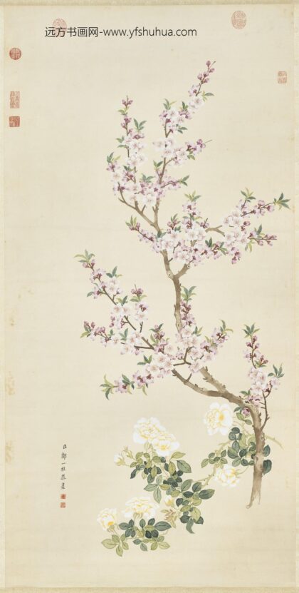 清邹一桂画桃花蔷薇轴.jpg