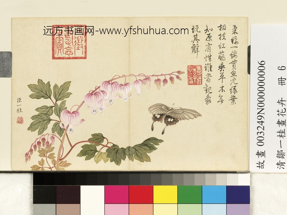 清邹一桂画花卉册鱼儿牡丹