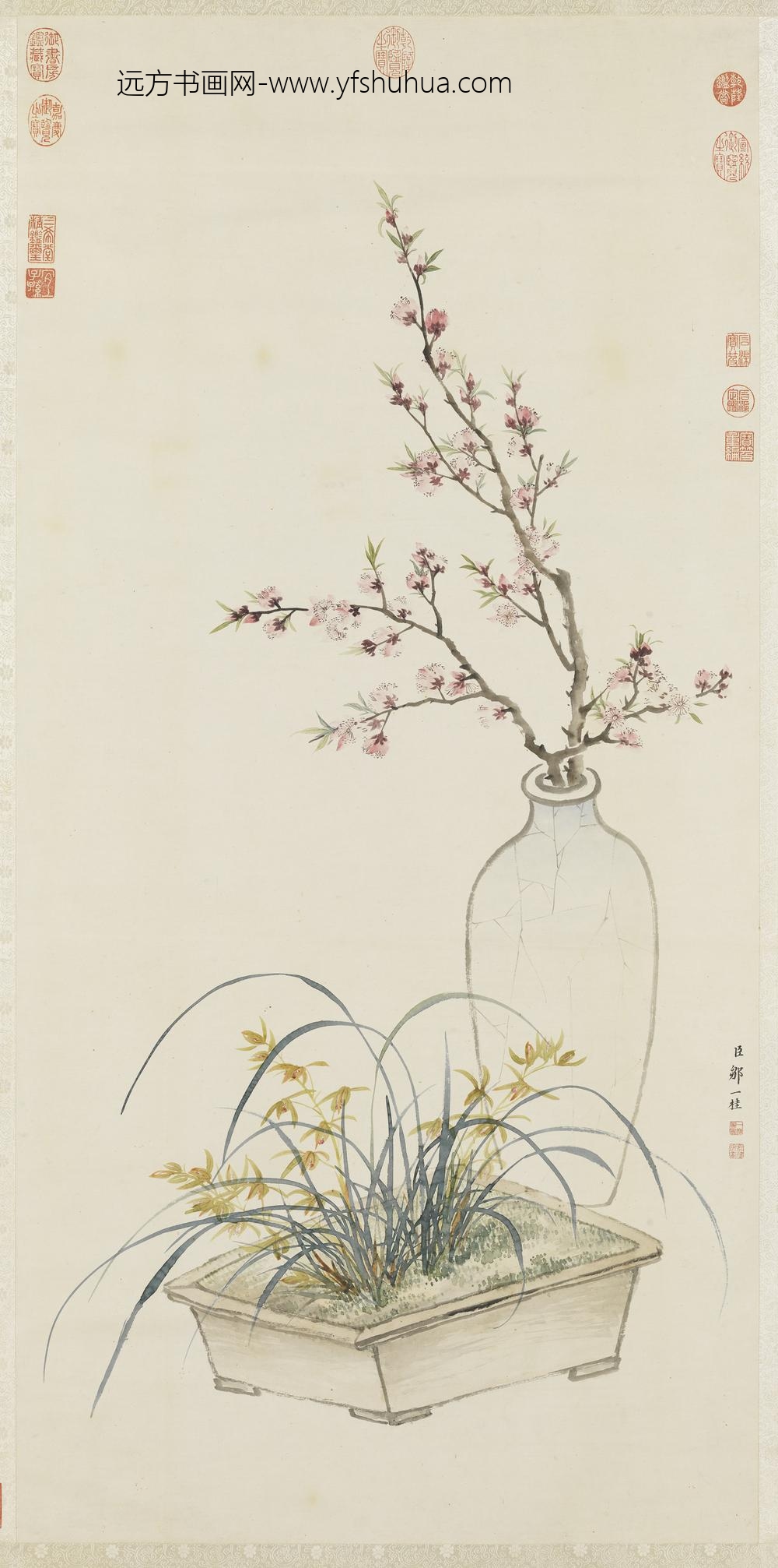 清邹一桂画花卉轴