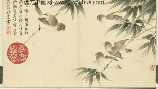 清邹一桂画花鸟册竹雀.jpg
