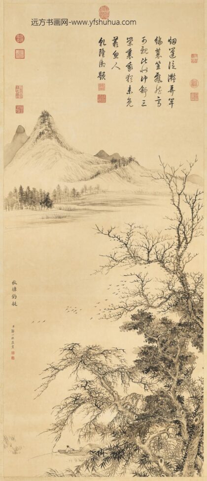 清邹一桂秋塘钓艇图轴.jpg