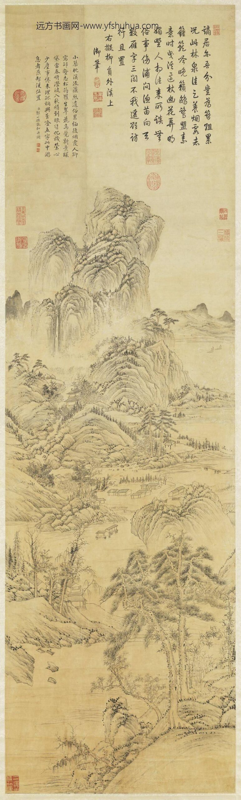 清邹一桂绘诗意高宗御笔拟古诗轴