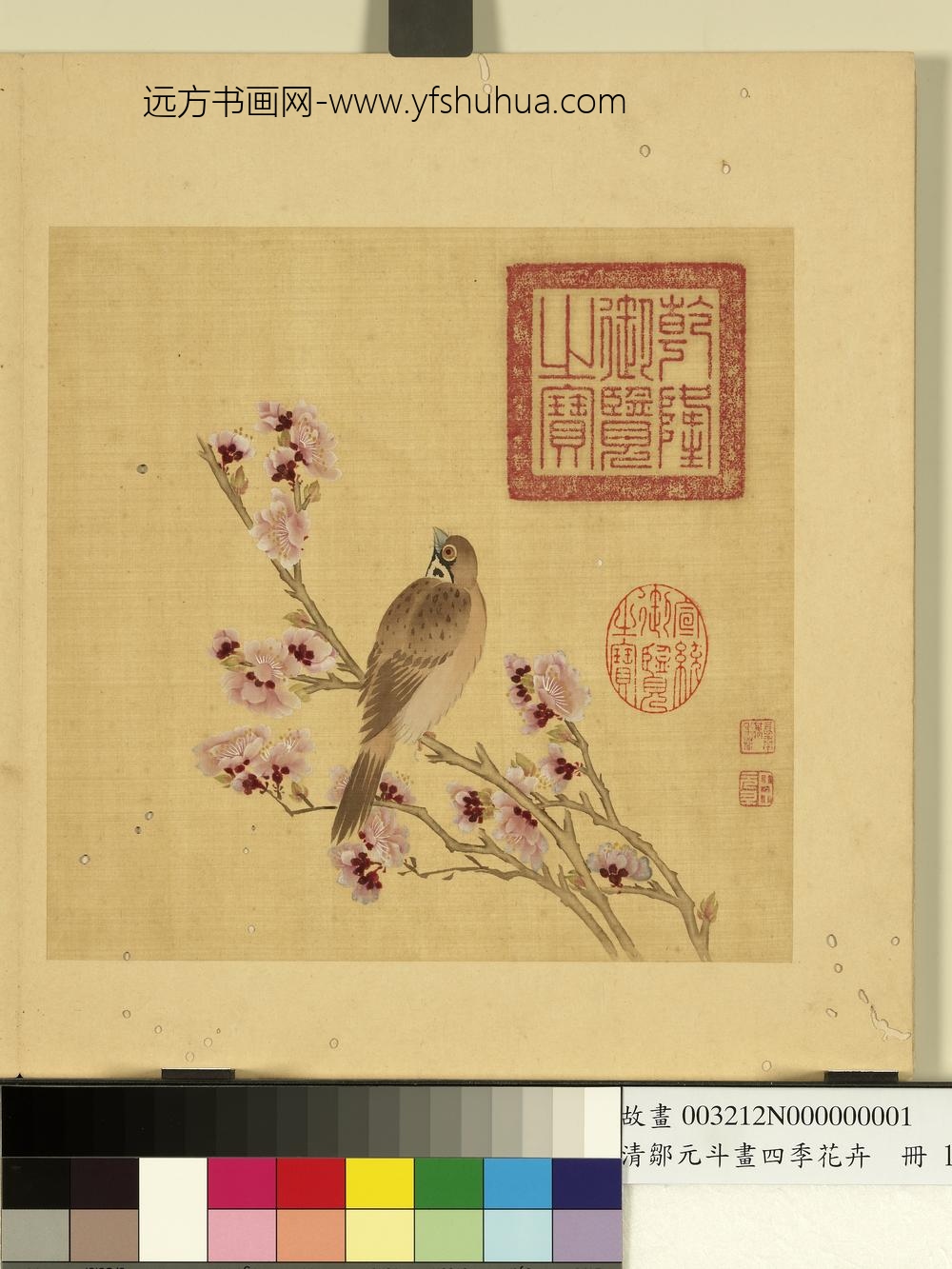 清邹元斗画四季花卉册杏花