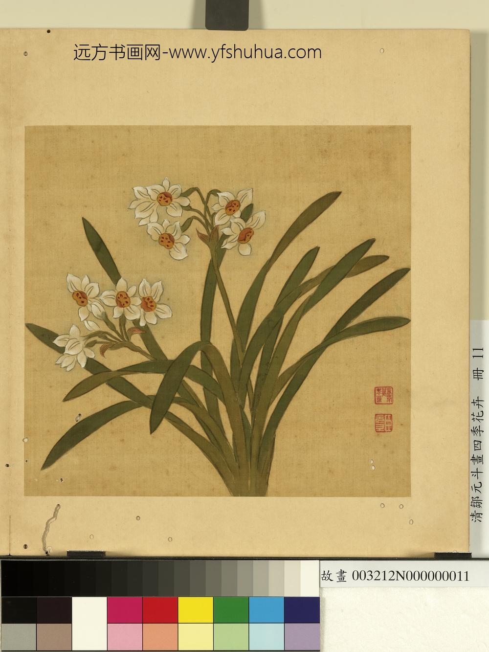 清邹元斗画四季花卉册水仙