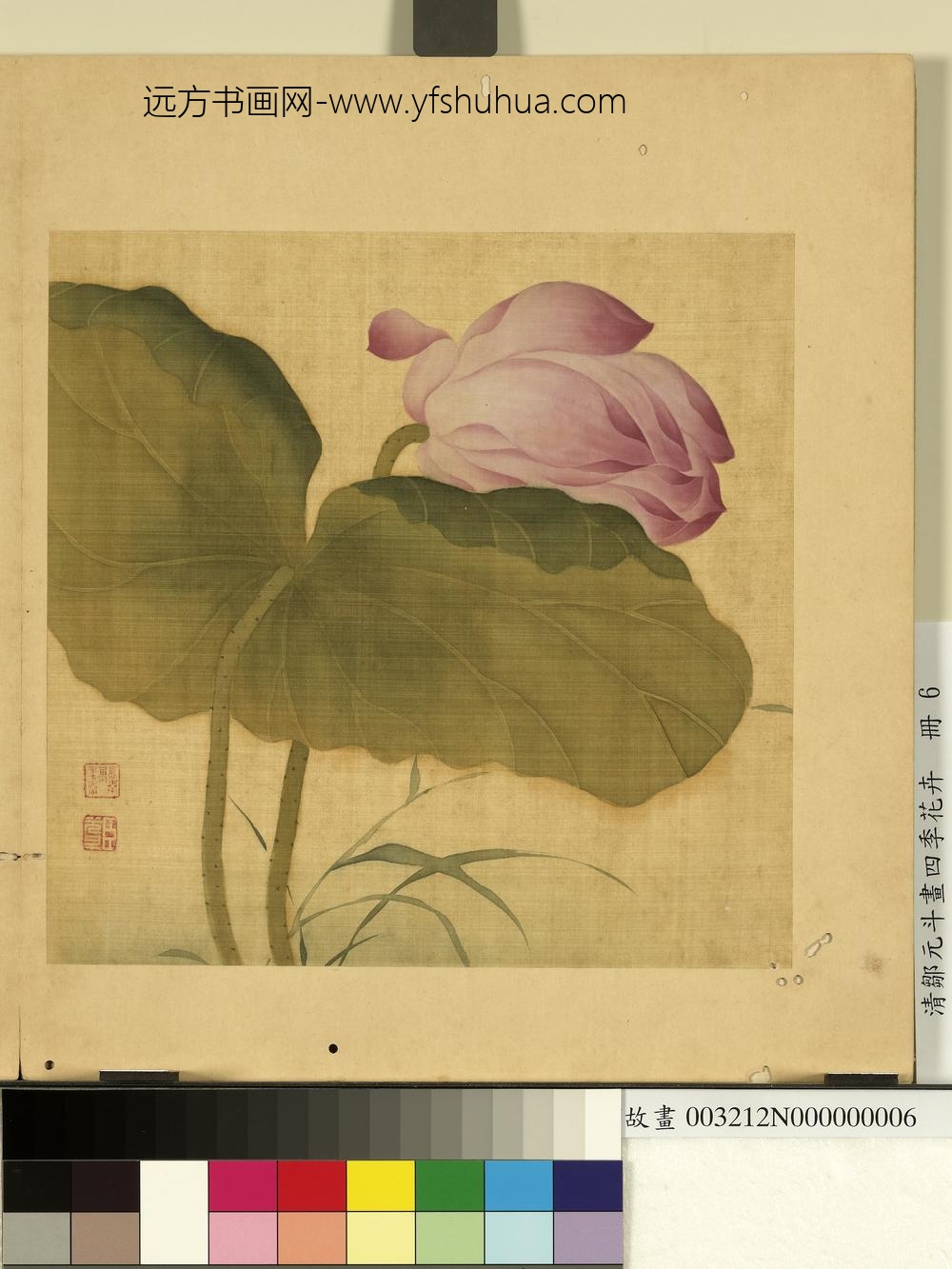 清邹元斗画四季花卉册莲荷