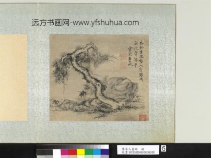 集名人画册明姚公绶画松石.jpg
