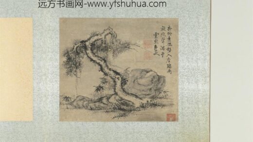 集名人画册明姚公绶画松石.jpg