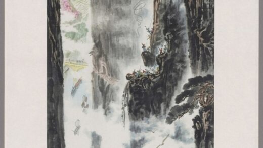 劈峰截岭开山渠中国画.jpg