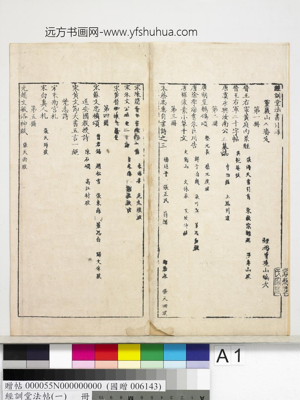 经训堂法帖（一）册-经训堂法书目录 ()