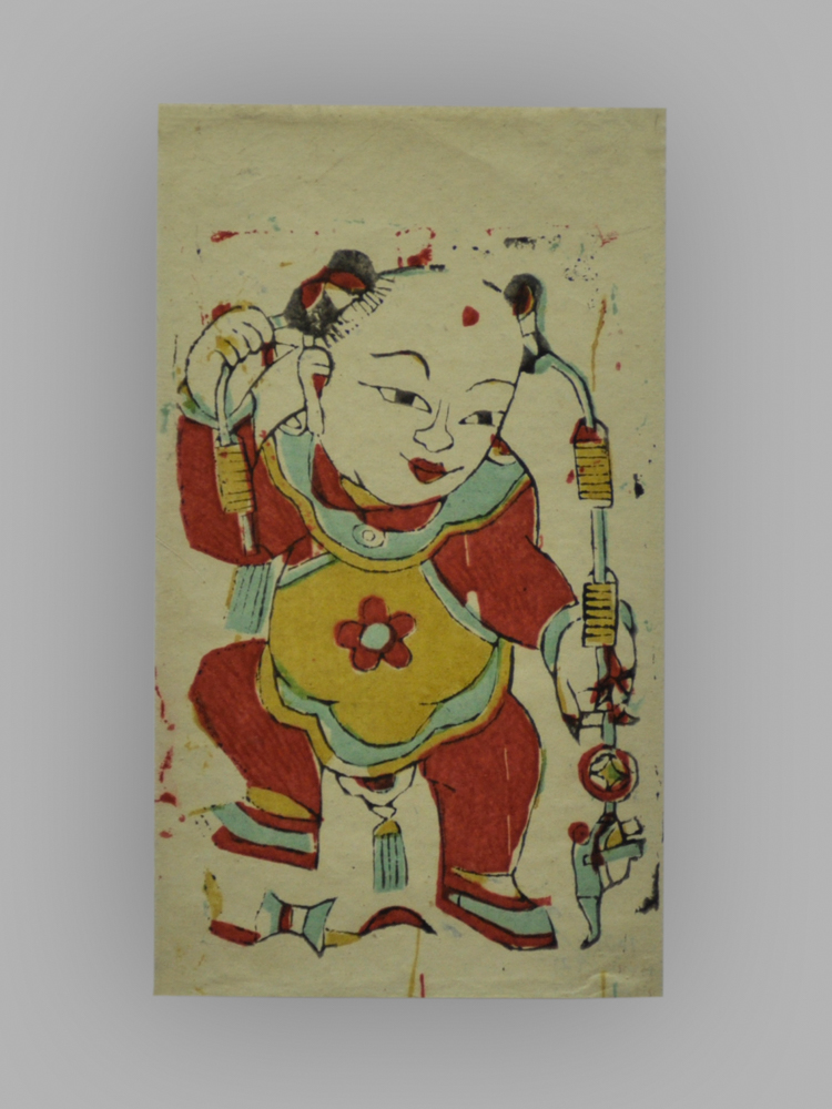 安徽临泉木版年画_刘海戏金蟾