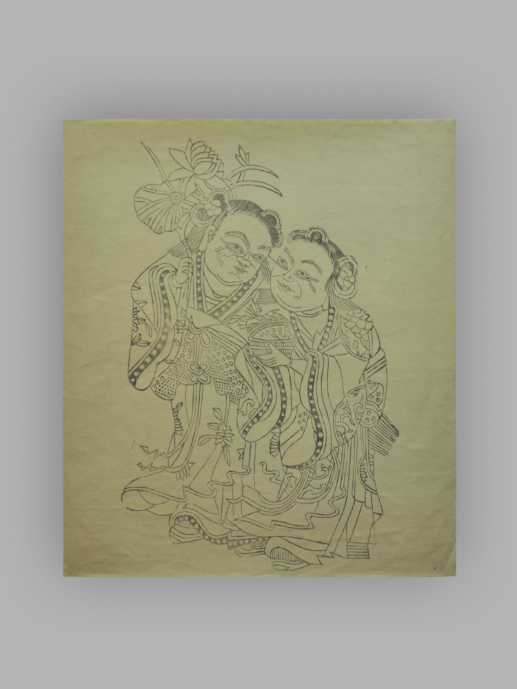 安徽南陵木版年画_和合二仙
