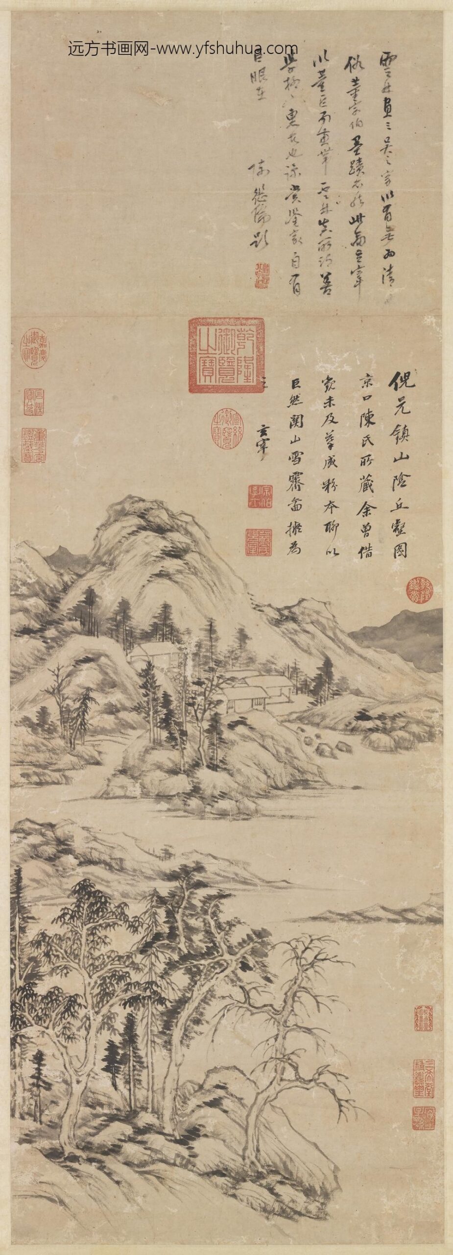 明董其昌仿倪瓒山阴丘壑图轴